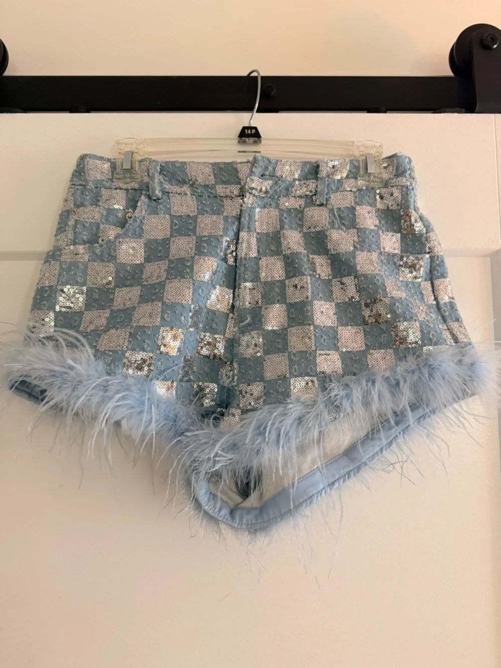 Line & Dot Silver Sequin Shorts - Picture 2 of 4